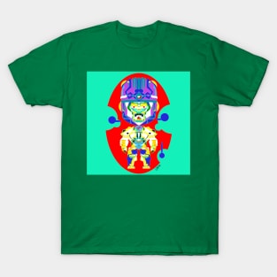 sisimite ape gorilla in sentinel armor ecopop art in color T-Shirt